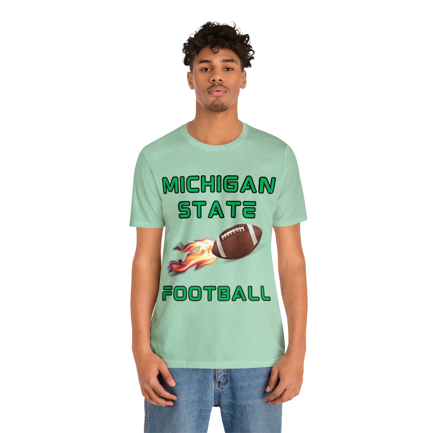 Michigan State Flame Football Customizable Unisex Jersey Short Sleeve Tee