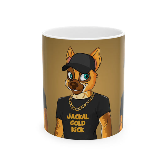‘Jackal Gold Kick’  Ceramic Mug, 11oz