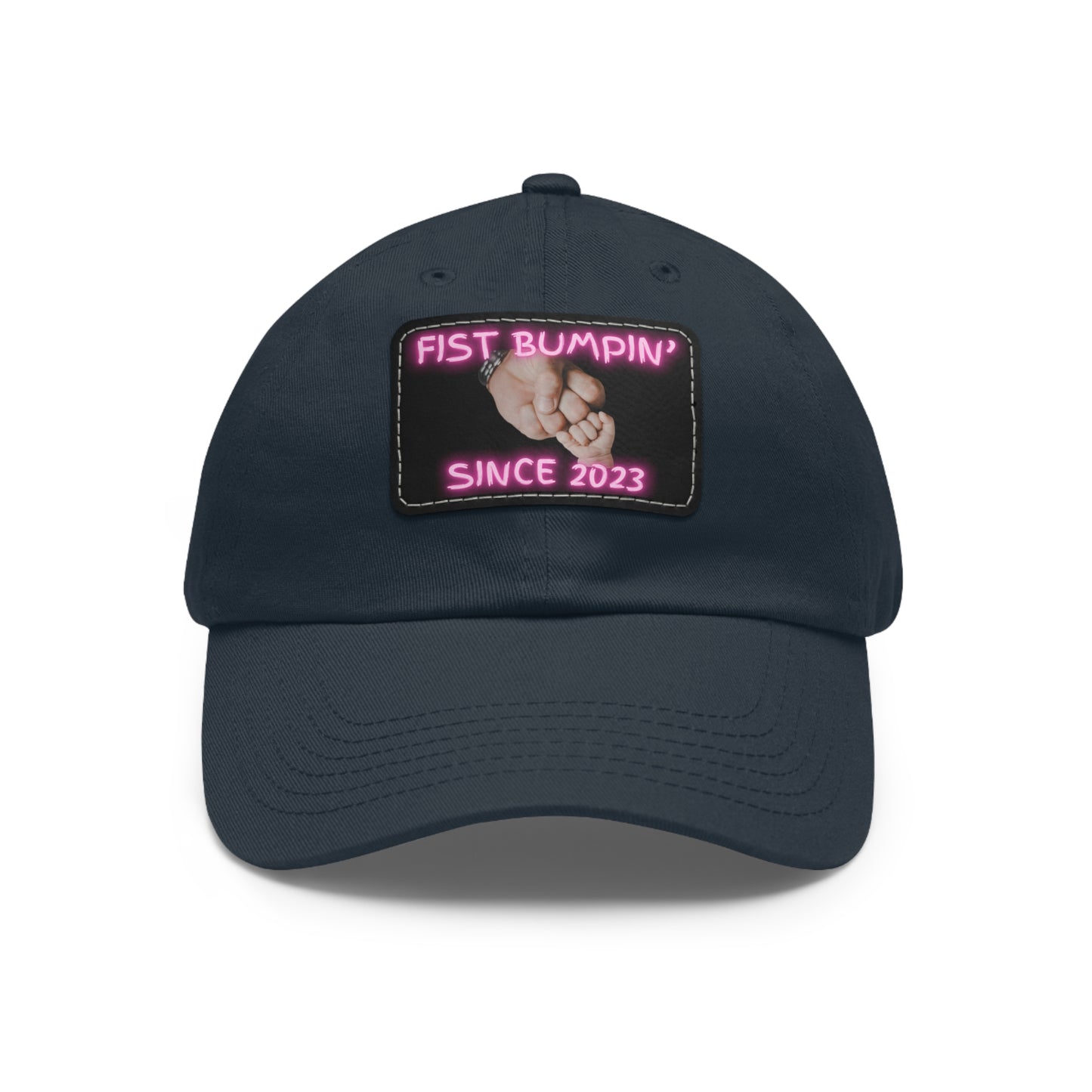 Baby Girl Fist Bumpin’ Since 2023 Hat with Leather Patch (Rectangle)