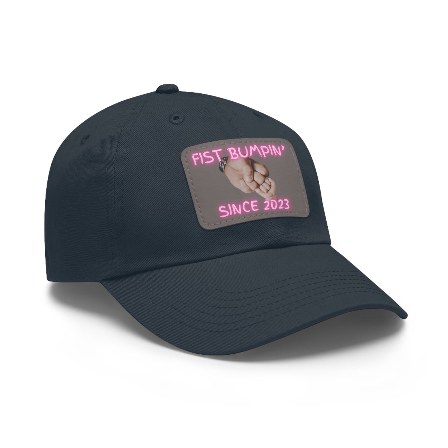 Baby Girl Fist Bumpin’ Since 2023 Hat with Leather Patch (Rectangle)