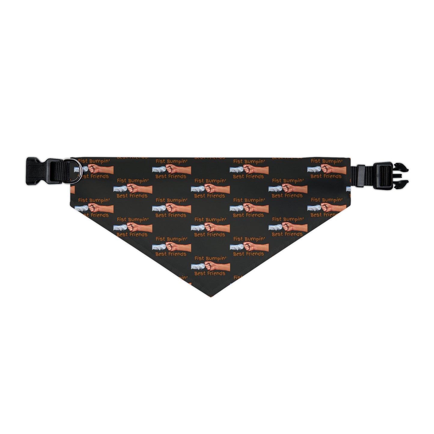 Fist Bumpin’ Best Friends Opie’s Cavalier King Charles Spaniel Pet Bandana Collar Black with Cavalier Brown lettering.