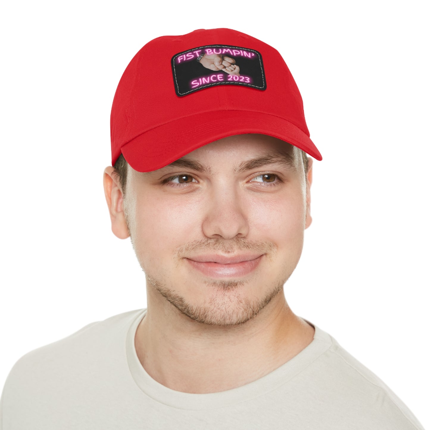 Baby Girl Fist Bumpin’ Since 2023 Hat with Leather Patch (Rectangle)
