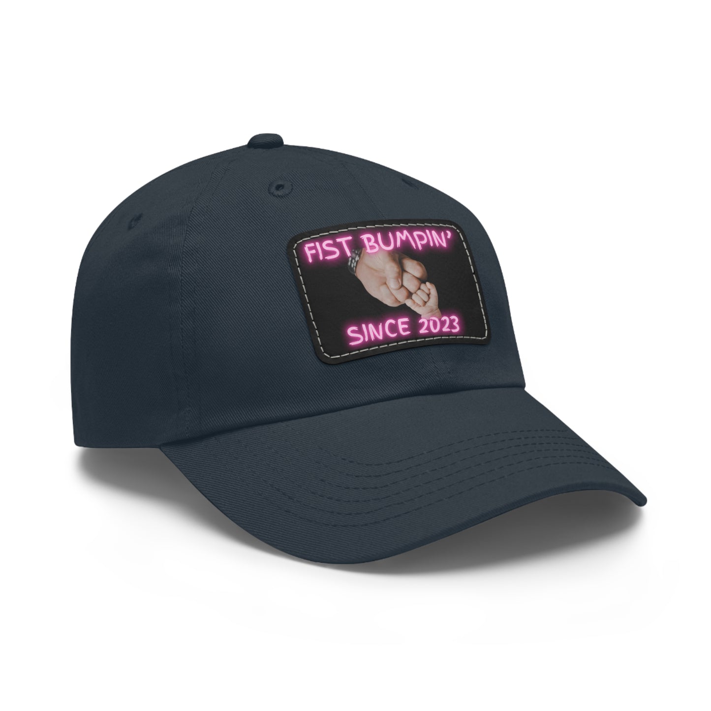 Baby Girl Fist Bumpin’ Since 2023 Hat with Leather Patch (Rectangle)