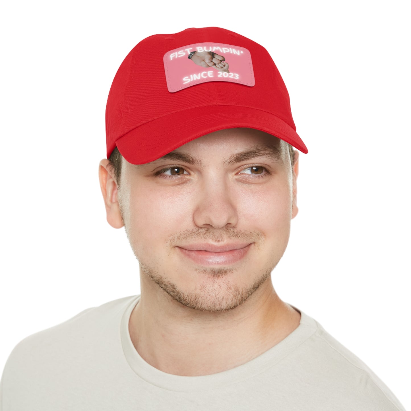 Baby Girl Fist Bumpin’ Since 2023 Hat with Leather Patch (Rectangle)