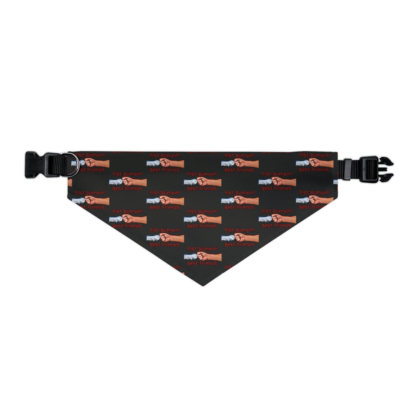 Fist Bumpin’ Best Friends Opie’s Cavalier King Charles Spaniel Paw Pet Bandana Collar Black with Red lettering.