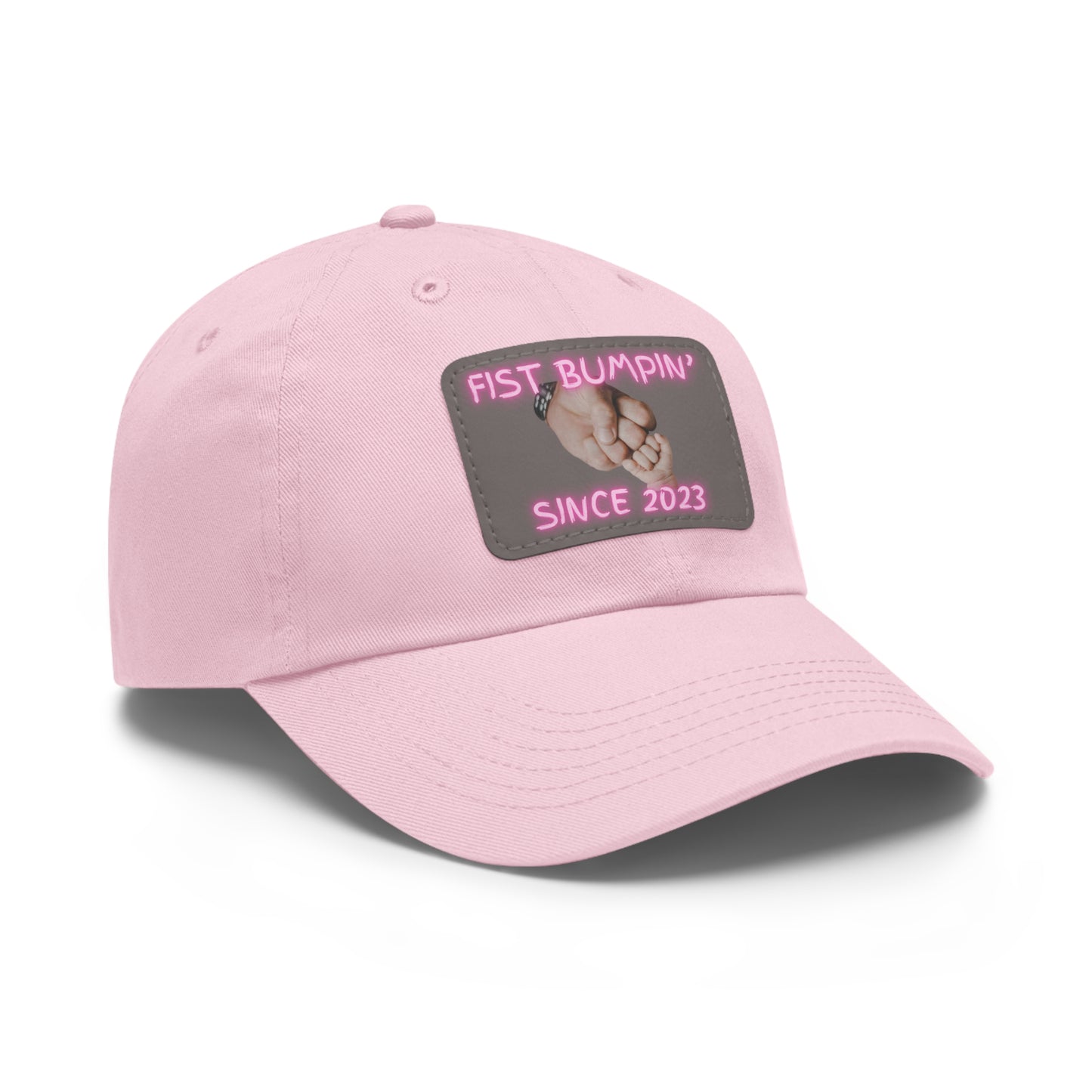 Baby Girl Fist Bumpin’ Since 2023 Hat with Leather Patch (Rectangle)