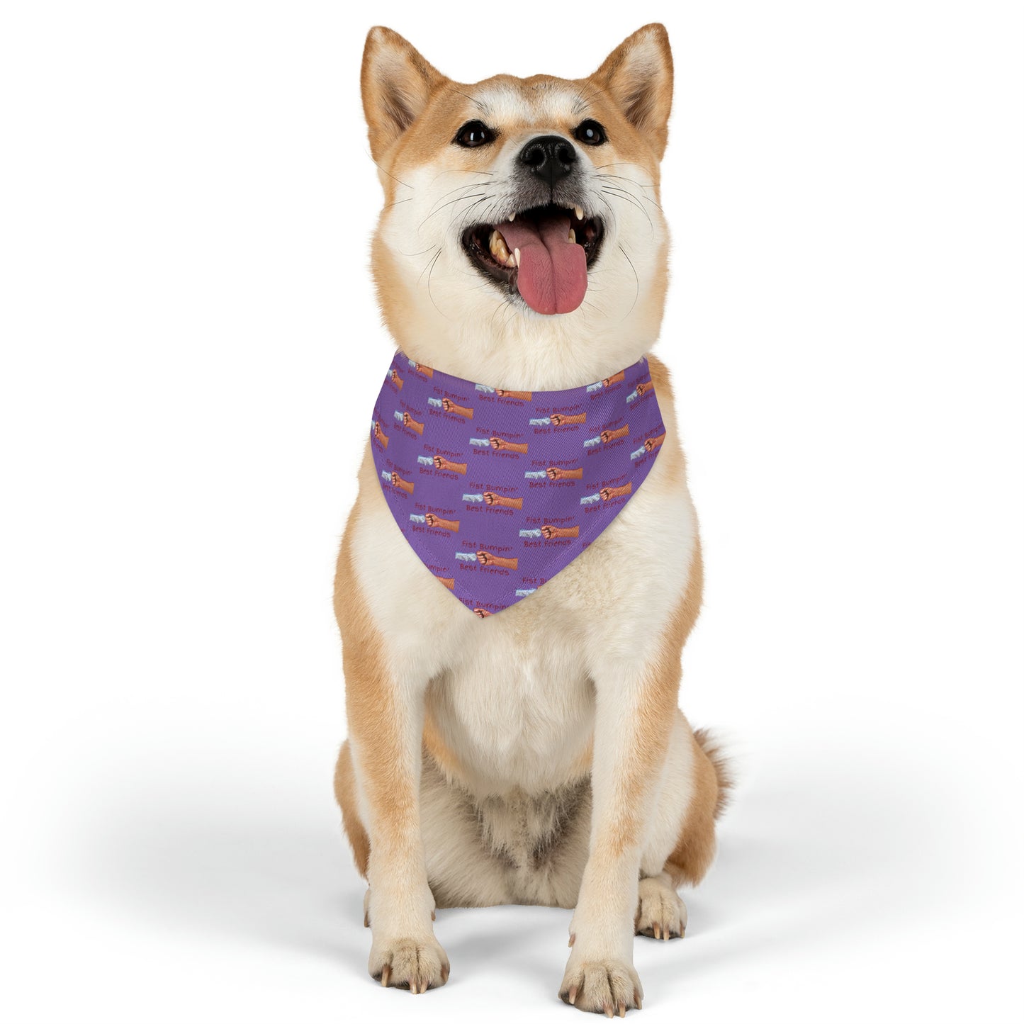 Fist Bumpin’ Best Friends Opie’s Cavalier King Charles Spaniel Paw Pet Bandana Collar Light Purple with KC Red.
