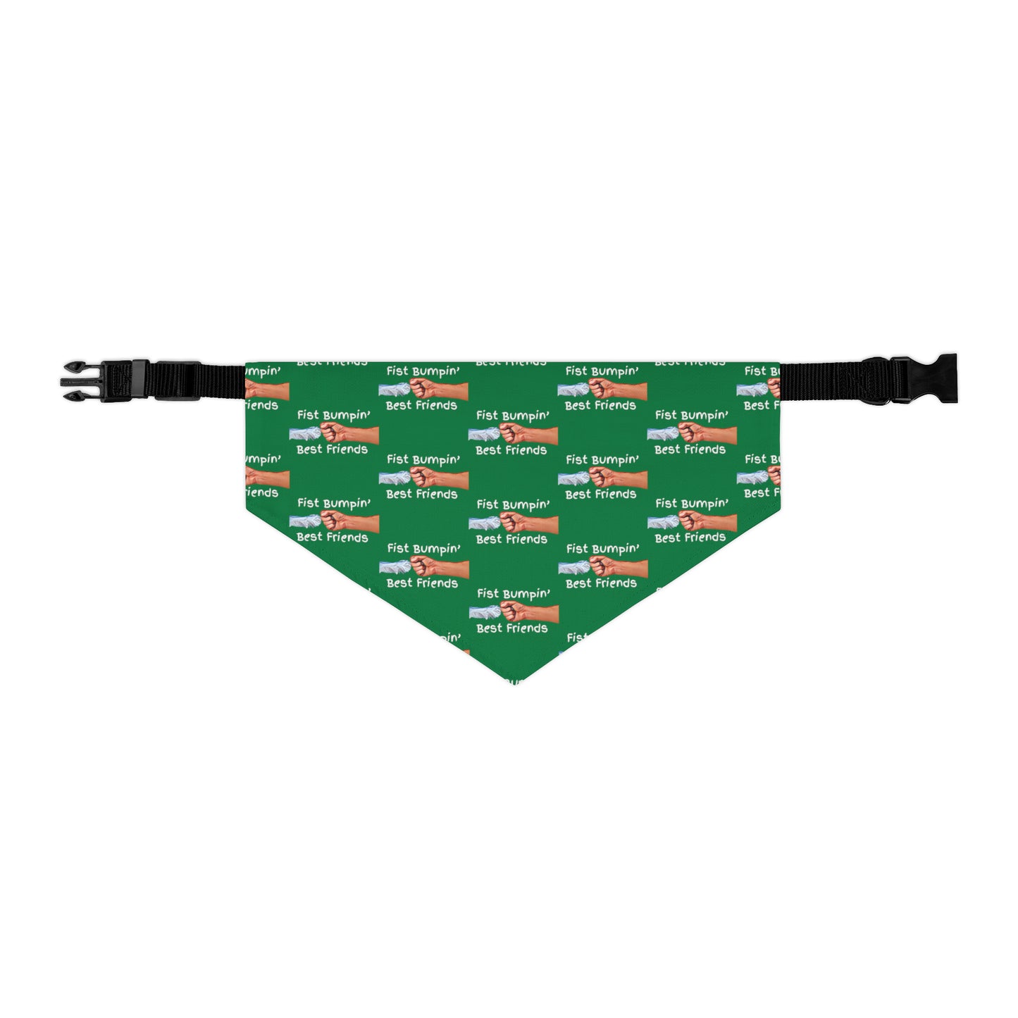 Fist Bumpin’ Best Friends Opie’s Cavalier King Charles Spaniel Pet Bandana Collar Green with White lettering.