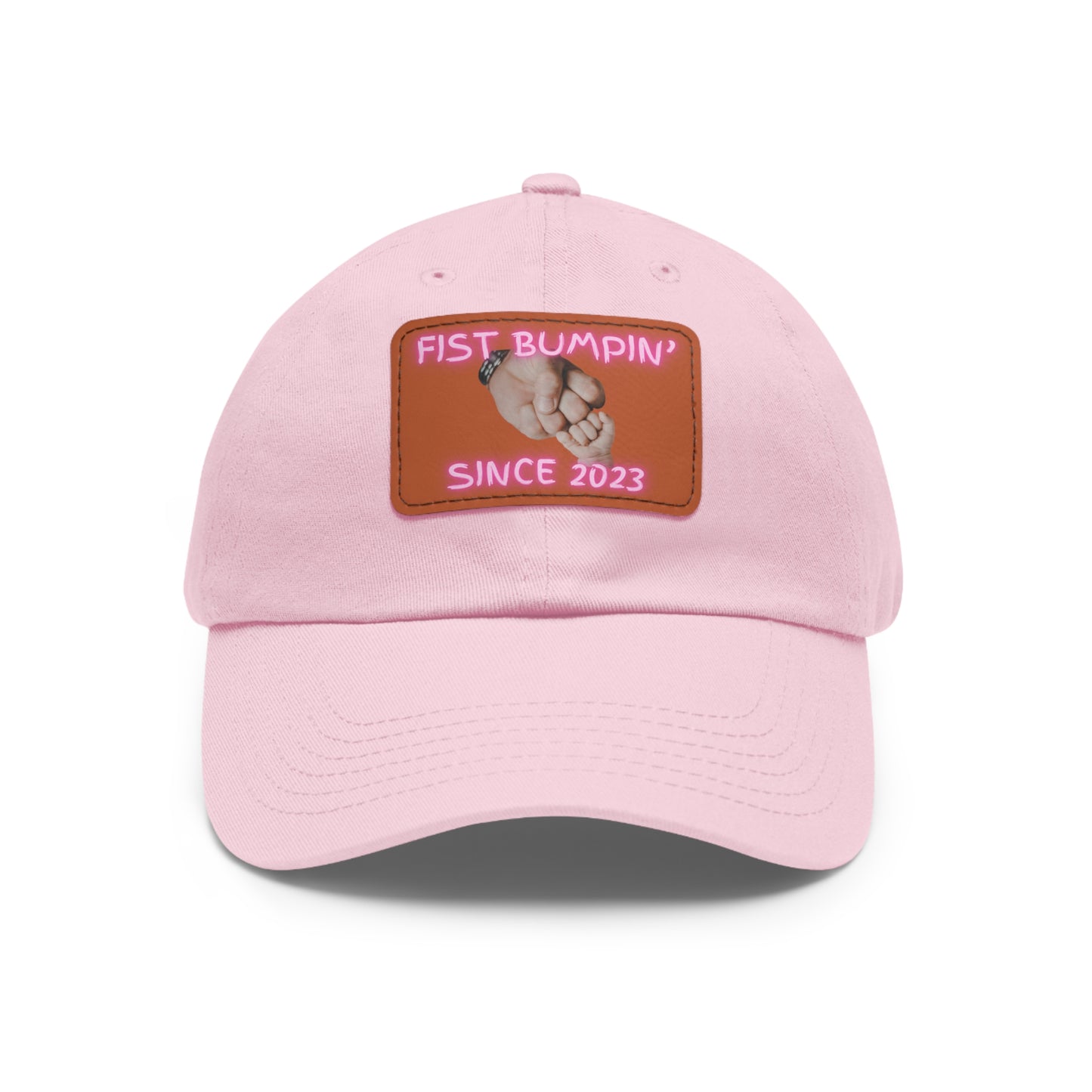 Baby Girl Fist Bumpin’ Since 2023 Hat with Leather Patch (Rectangle)