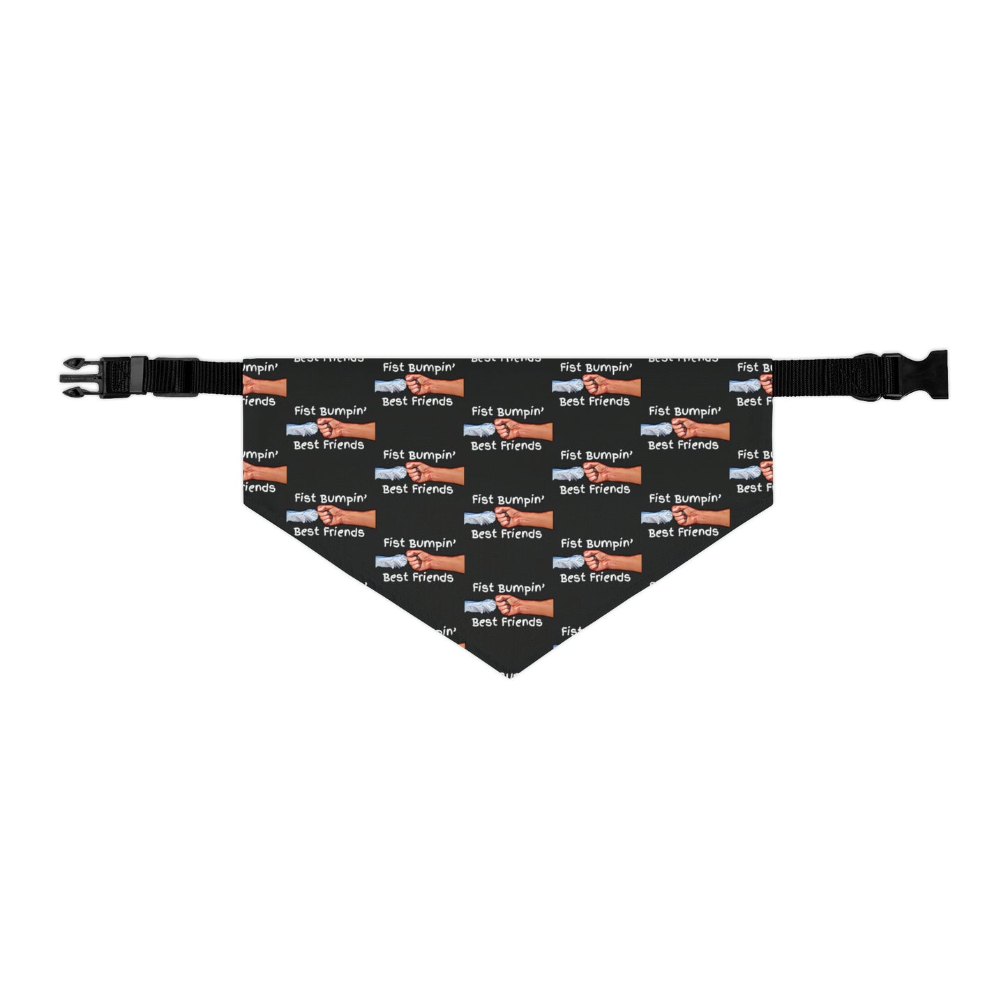 Fist Bumpin’ Best Friends Opie’s Cavalier King Charles Spaniel Paw Pet Bandana Collar Black with white lettering.