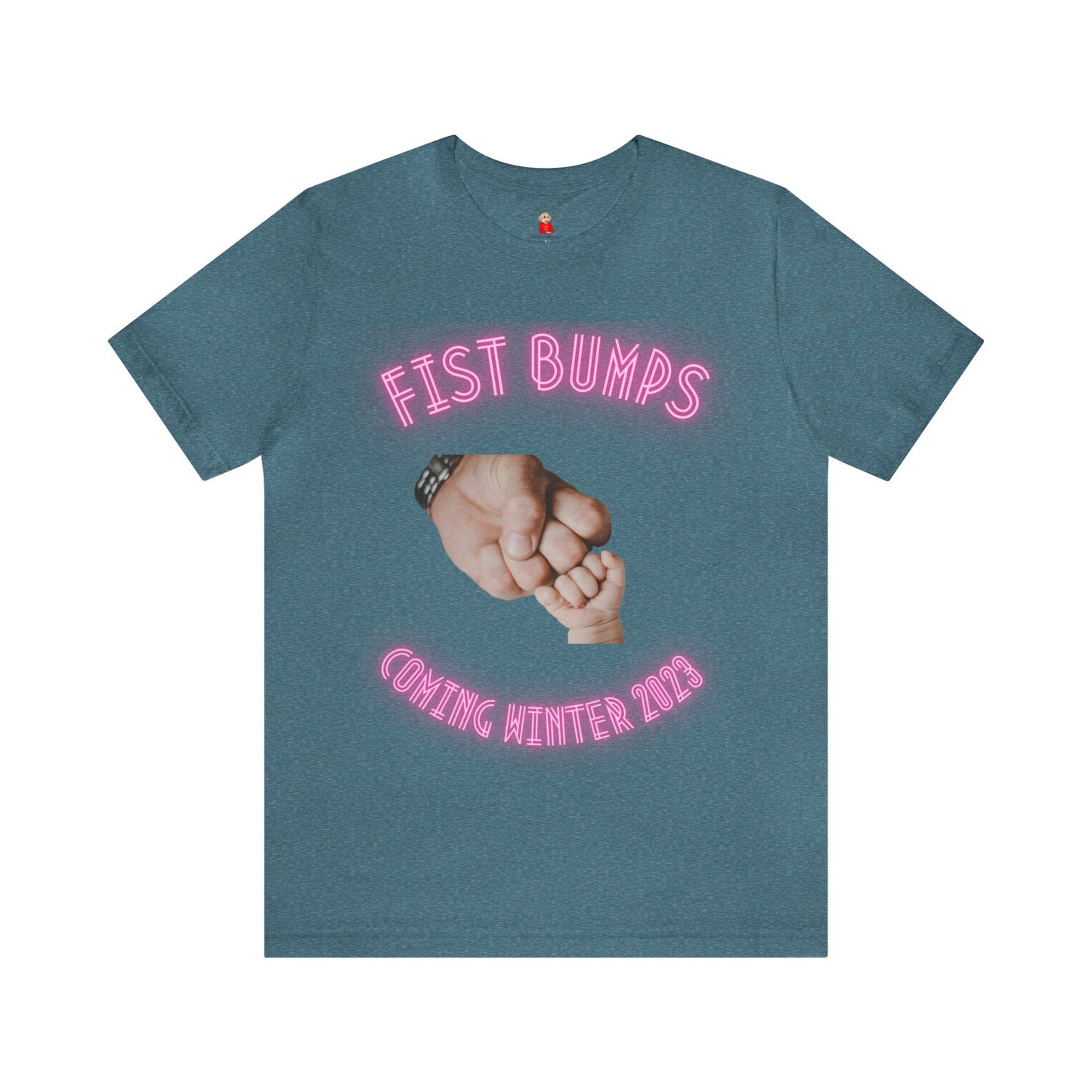 Baby Girl Pink Fist Bumps Coming Winter 2023 Unisex Jersey Short Sleeve