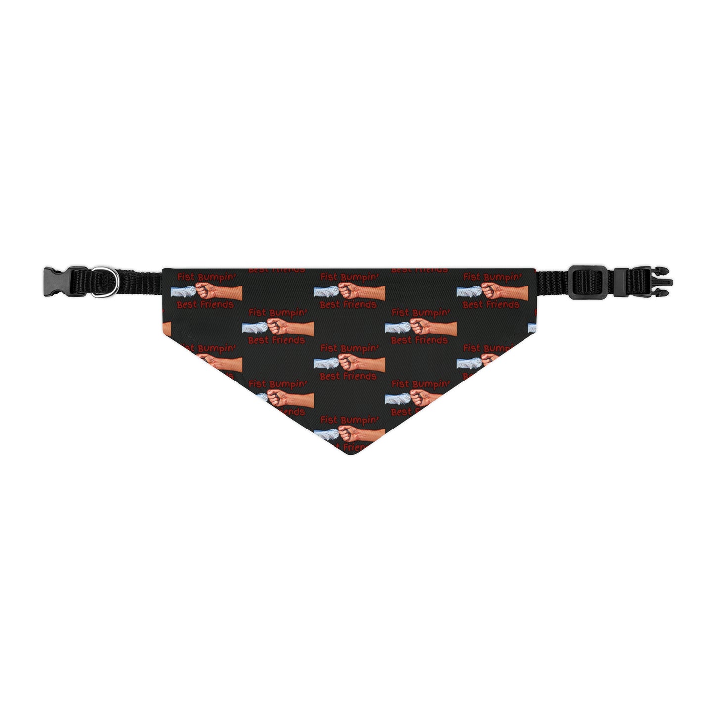 Fist Bumpin’ Best Friends Opie’s Cavalier King Charles Spaniel Paw Pet Bandana Collar Black with Red lettering.