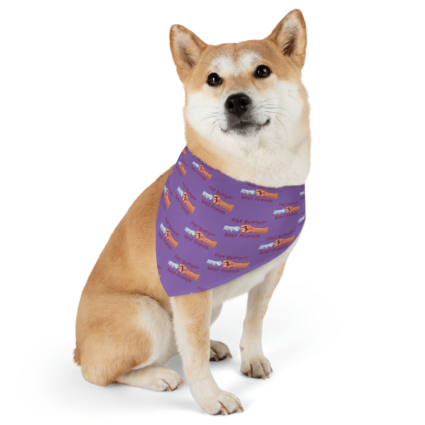 Fist Bumpin’ Best Friends Opie’s Cavalier King Charles Spaniel Paw Pet Bandana Collar Light Purple with KC Red.