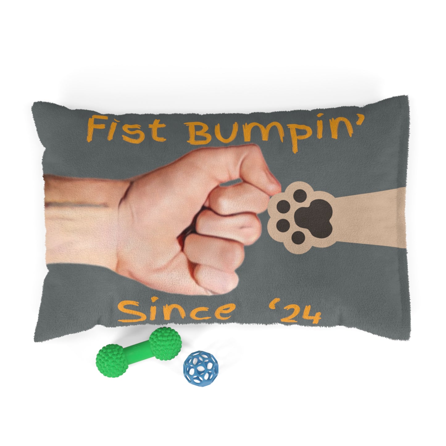 Tan Paw Fist Bumpin’ Since ‘24 Dark Grey Pet Bed