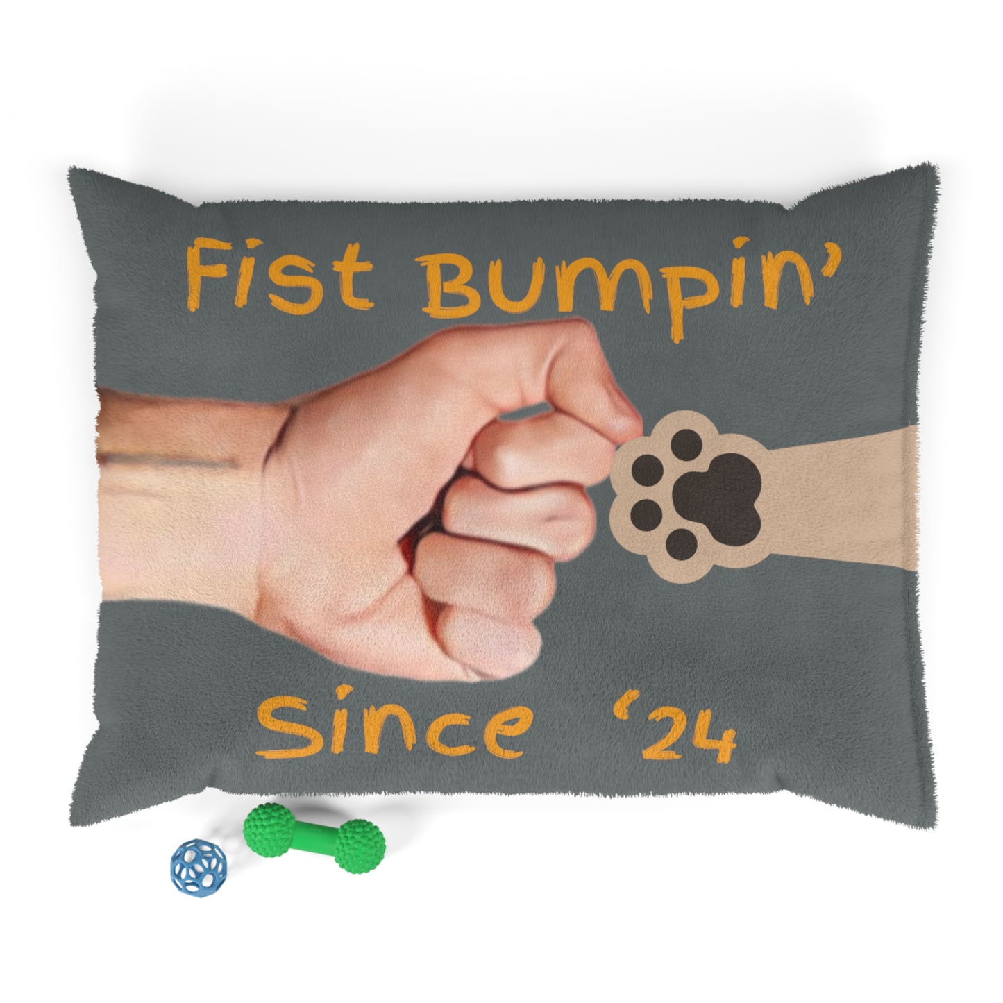 Tan Paw Fist Bumpin’ Since ‘24 Dark Grey Pet Bed