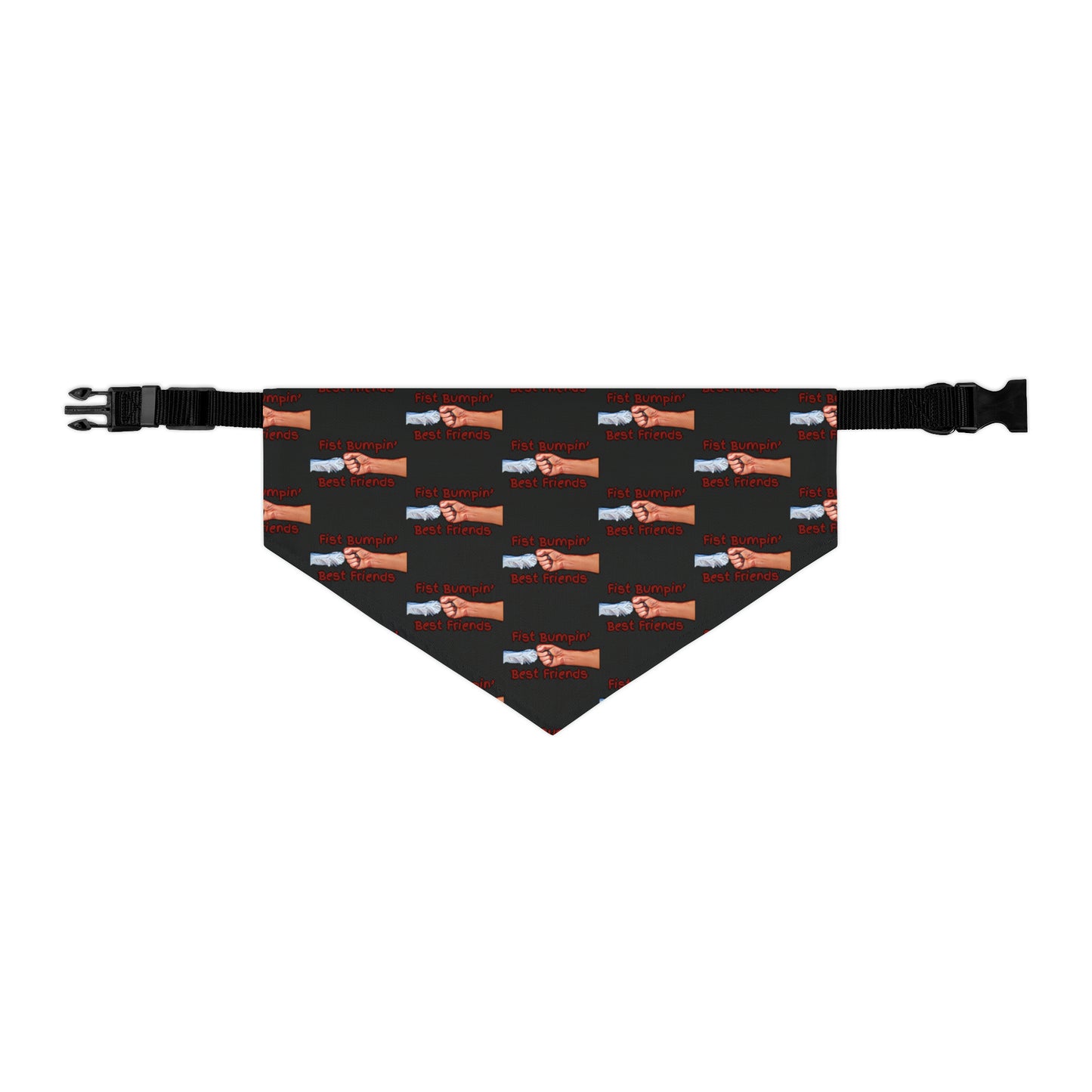 Fist Bumpin’ Best Friends Opie’s Cavalier King Charles Spaniel Paw Pet Bandana Collar Black with Red lettering.