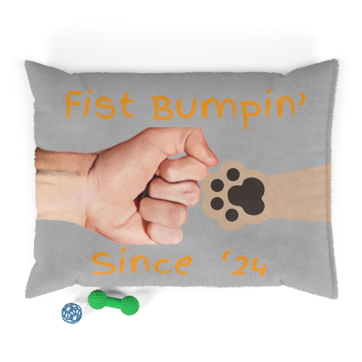 Tan Paw Fist Bumpin’ Since ‘24 Light Grey Pet Bed