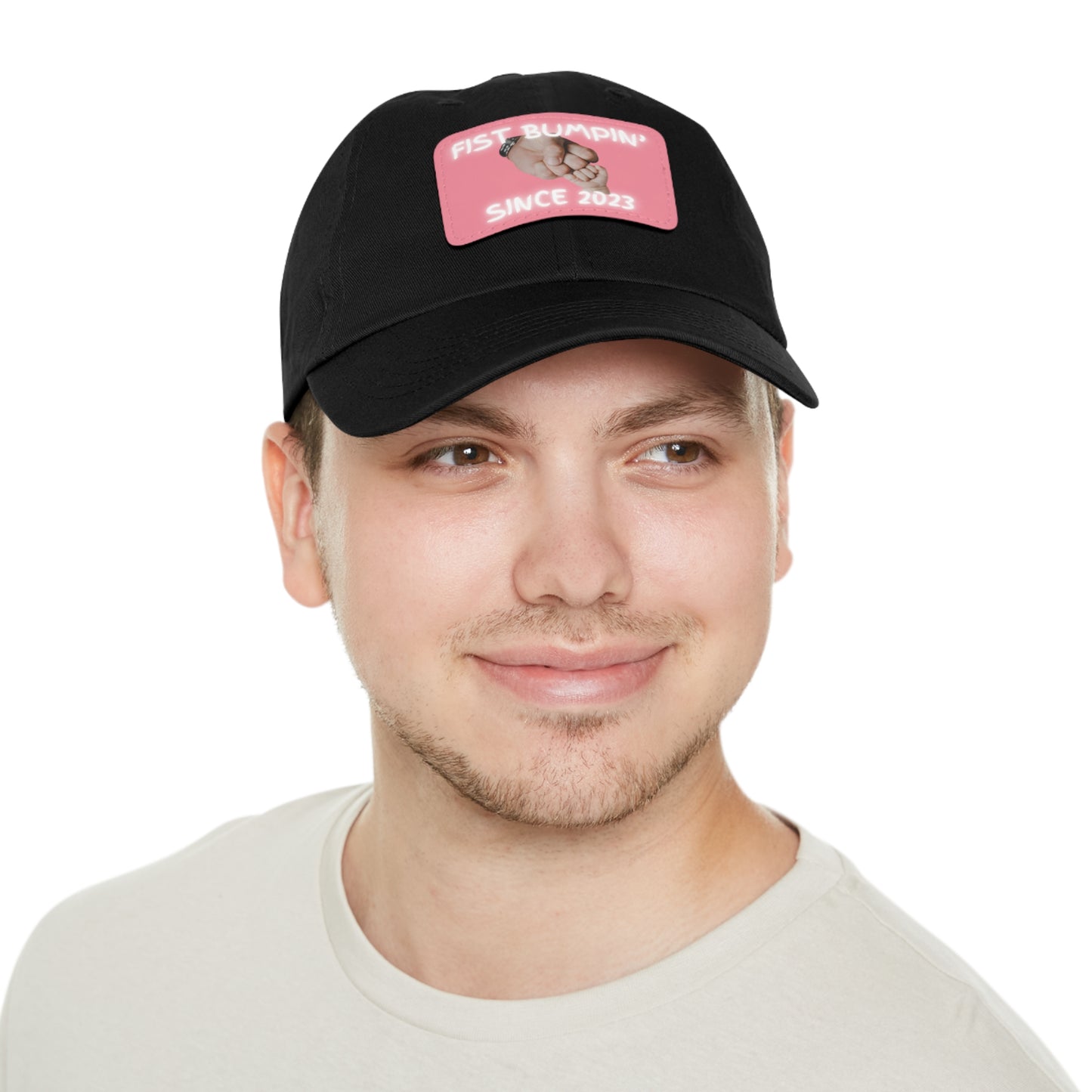 Baby Girl Fist Bumpin’ Since 2023 Hat with Leather Patch (Rectangle)