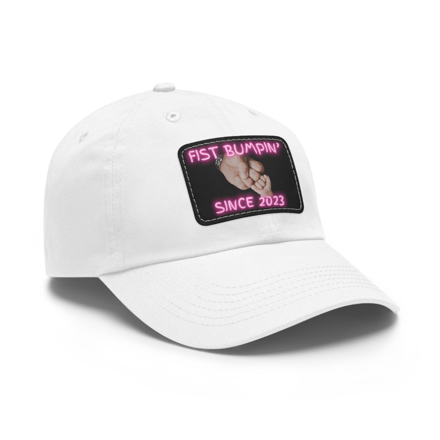 Baby Girl Fist Bumpin’ Since 2023 Hat with Leather Patch (Rectangle)