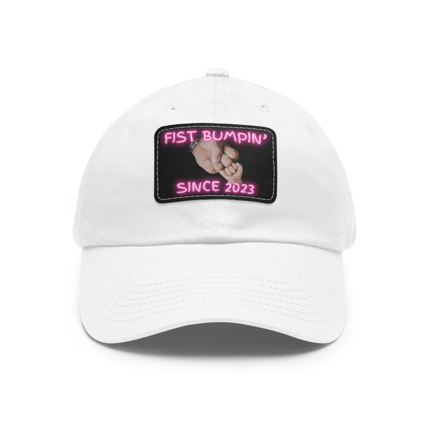 Baby Girl Fist Bumpin’ Since 2023 Hat with Leather Patch (Rectangle)