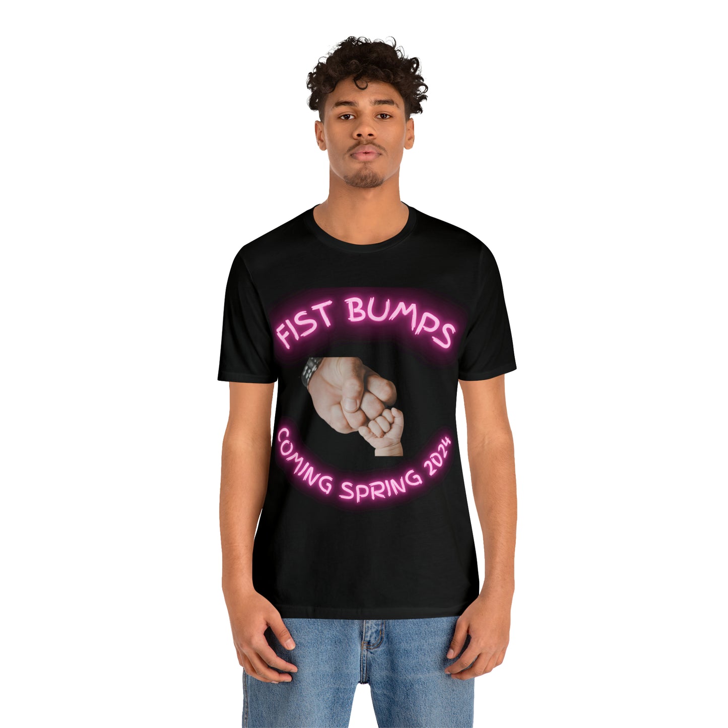 Baby Girl Pink Fist Bumps Coming Spring 2024 Unisex Jersey Short Sleeve Tee
