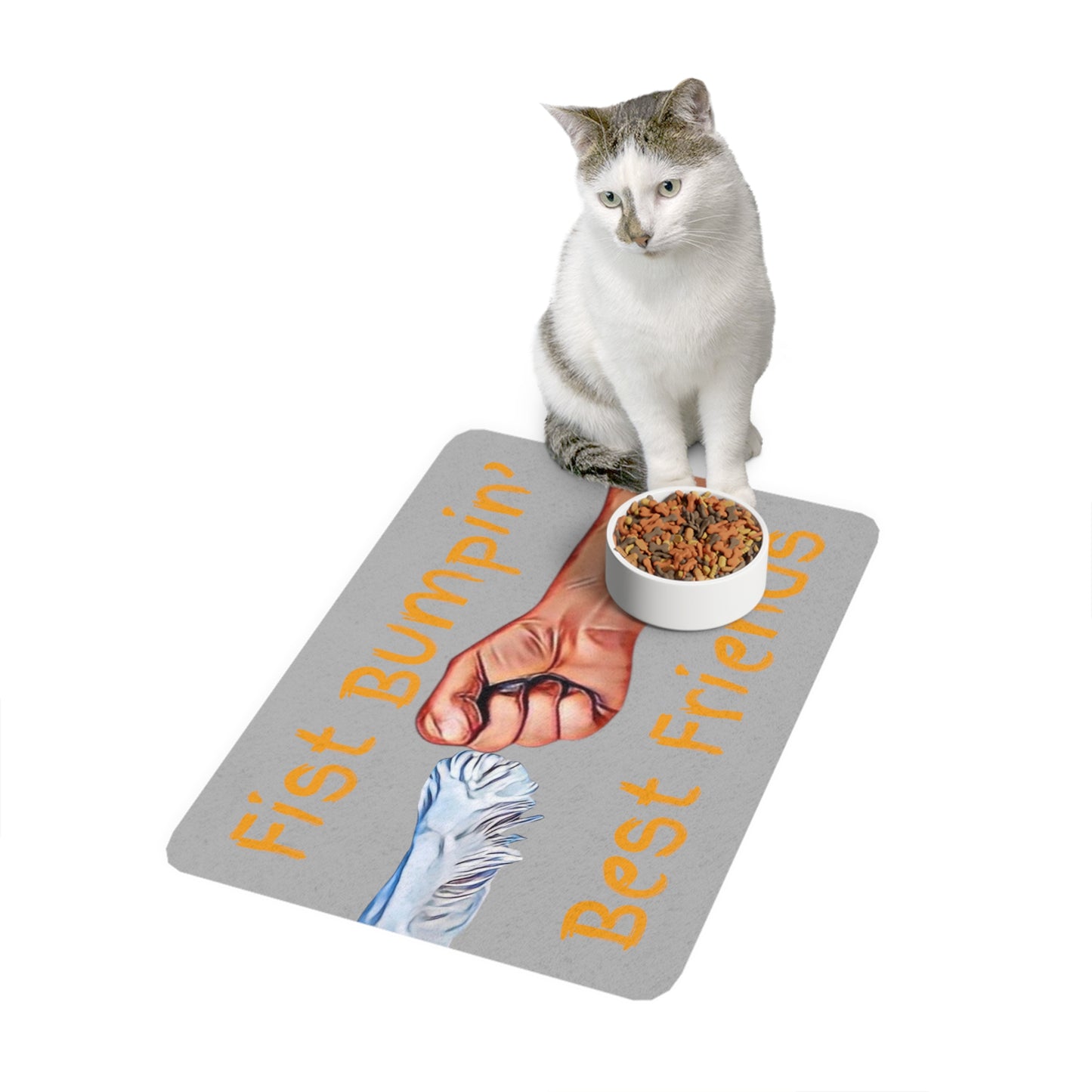 Opie’s Cavalier Paw Fist Bumpin’ Best Friends Pet Food Mat (12x18)
