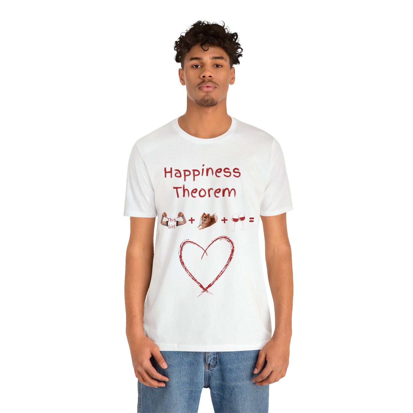 This Girl + Pomeranian + Wine = Happiness Unisex Jersey Short Sleeve Tee