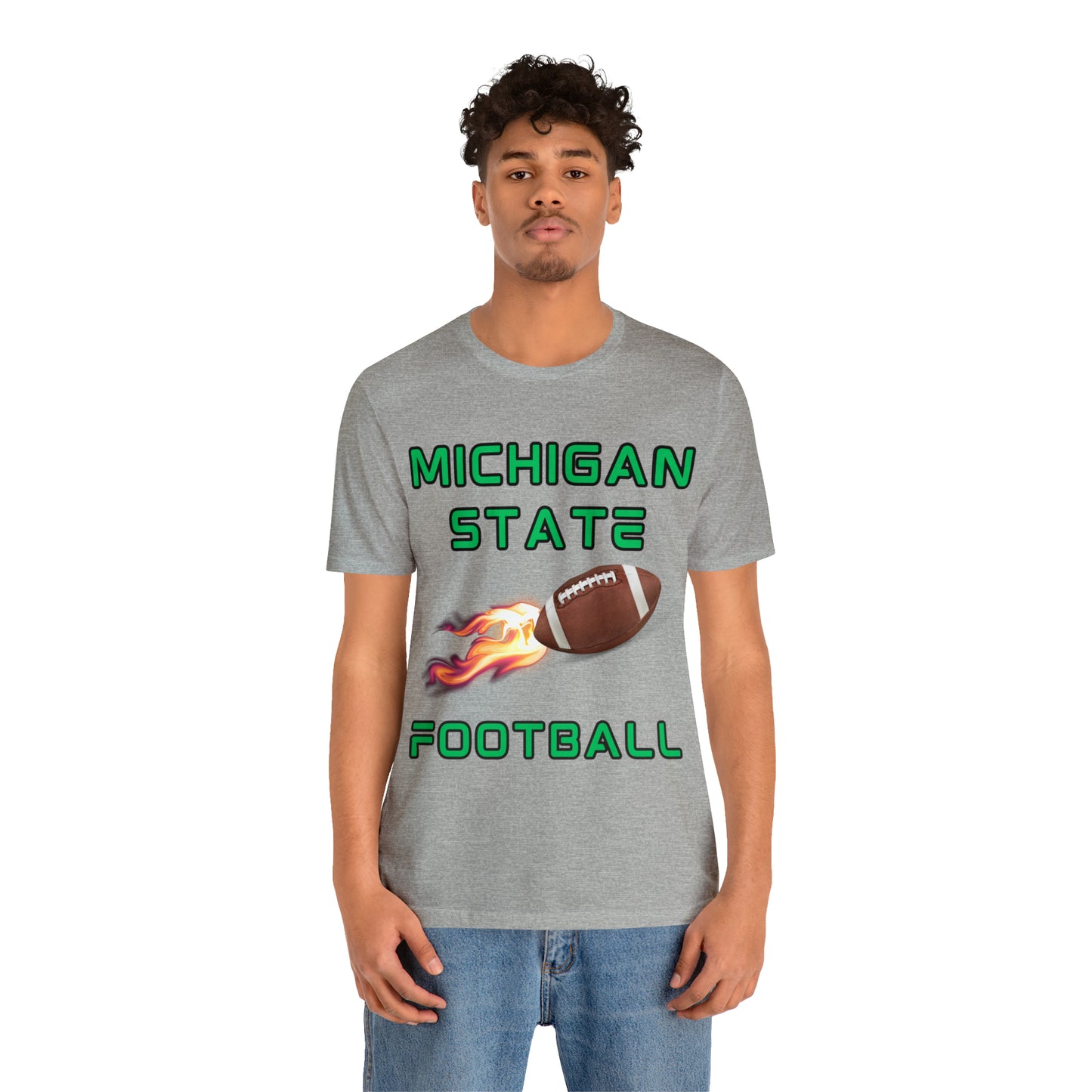 Michigan State Flame Football Customizable Unisex Jersey Short Sleeve Tee