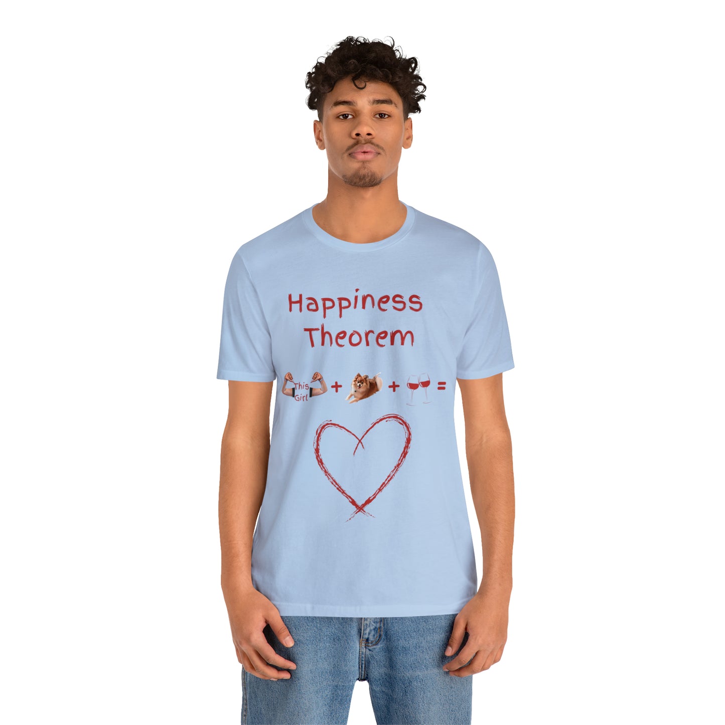 This Girl + Pomeranian + Wine = Happiness Unisex Jersey Short Sleeve Tee
