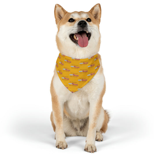 Fist Bumpin’ Best Friends Opie’s Cavalier King Charles Spaniel Paw Pet Bandana Collar Yellow with Brown lettering.