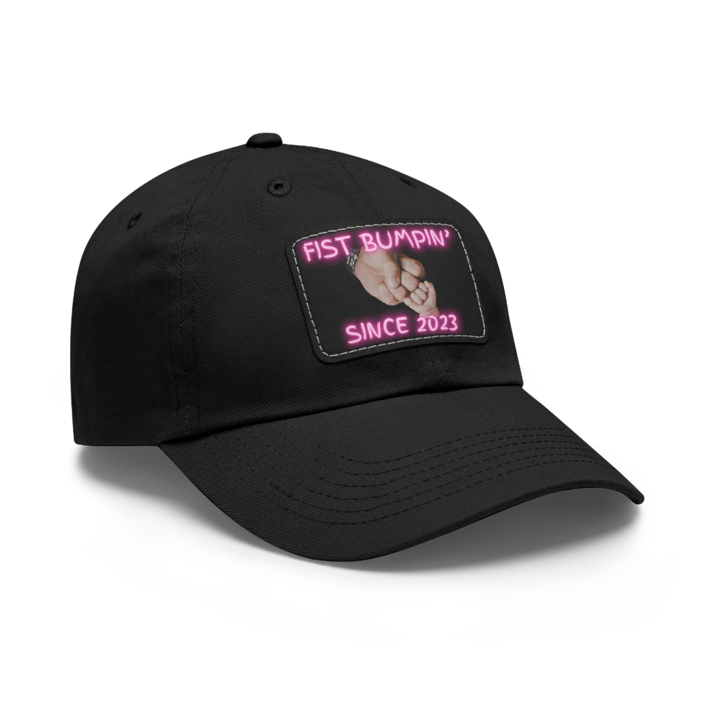 Baby Girl Fist Bumpin’ Since 2023 Hat with Leather Patch (Rectangle)