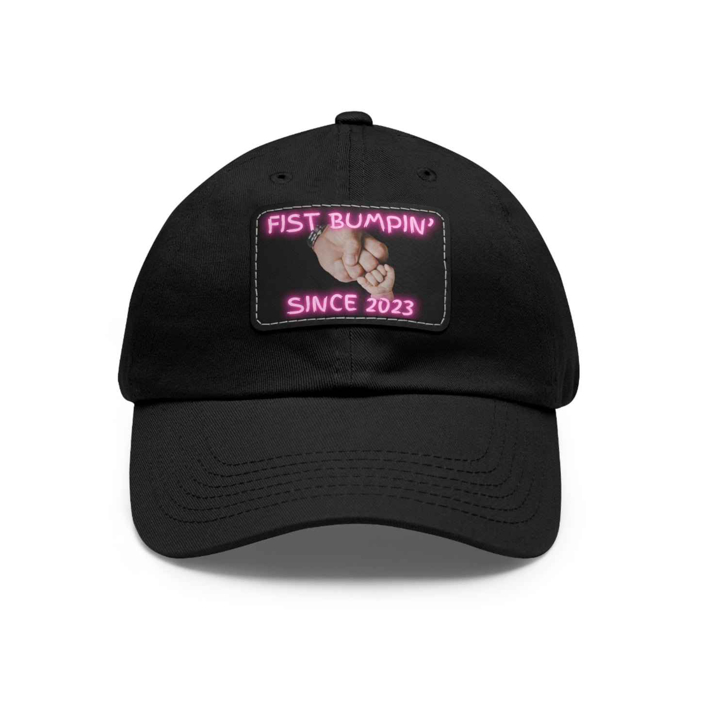 Baby Girl Fist Bumpin’ Since 2023 Hat with Leather Patch (Rectangle)