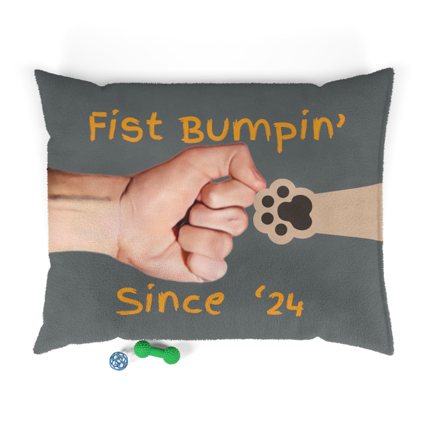 Tan Paw Fist Bumpin’ Since ‘24 Dark Grey Pet Bed