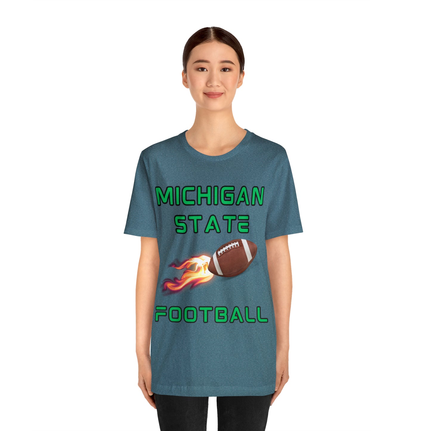 Michigan State Flame Football Customizable Unisex Jersey Short Sleeve Tee