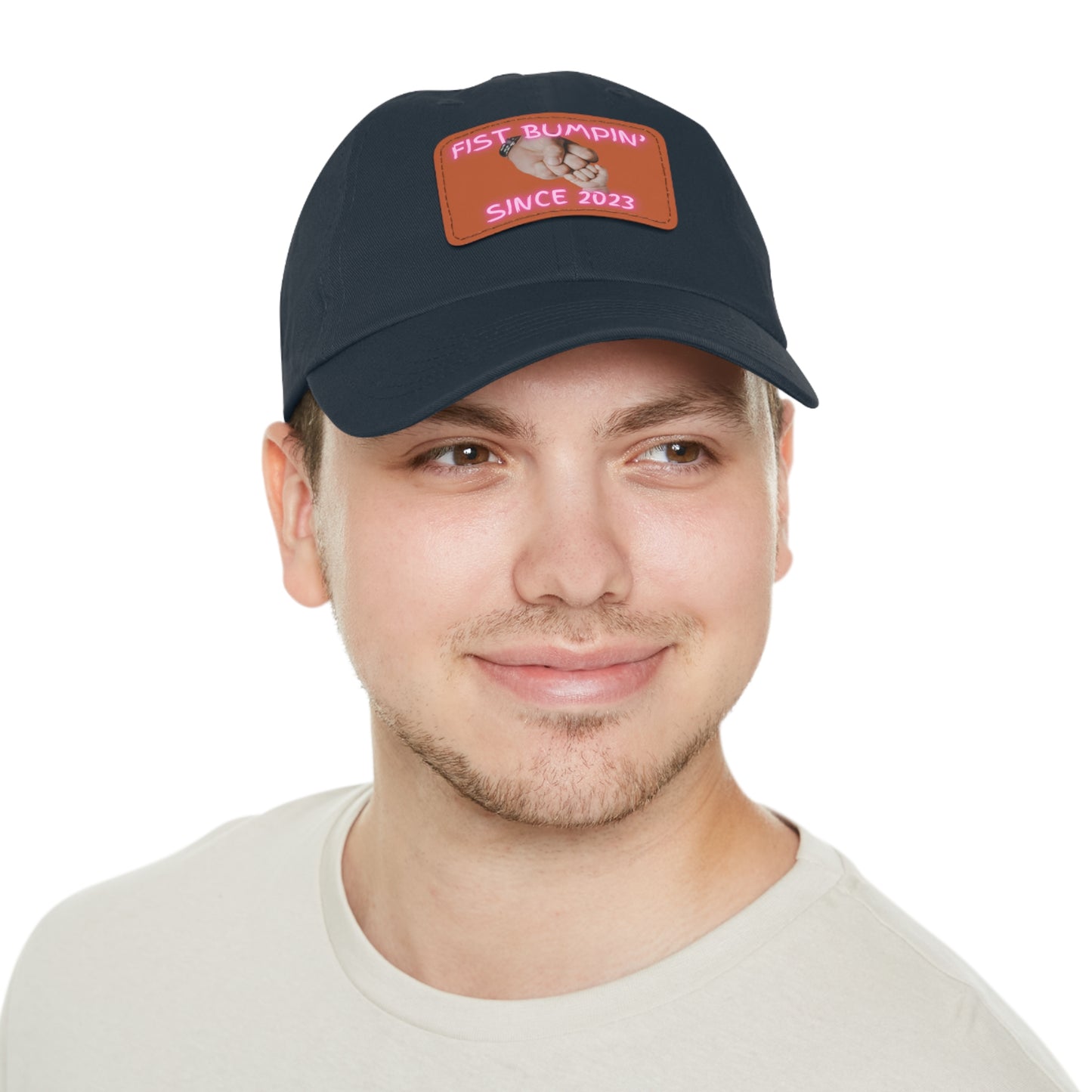 Baby Girl Fist Bumpin’ Since 2023 Hat with Leather Patch (Rectangle)