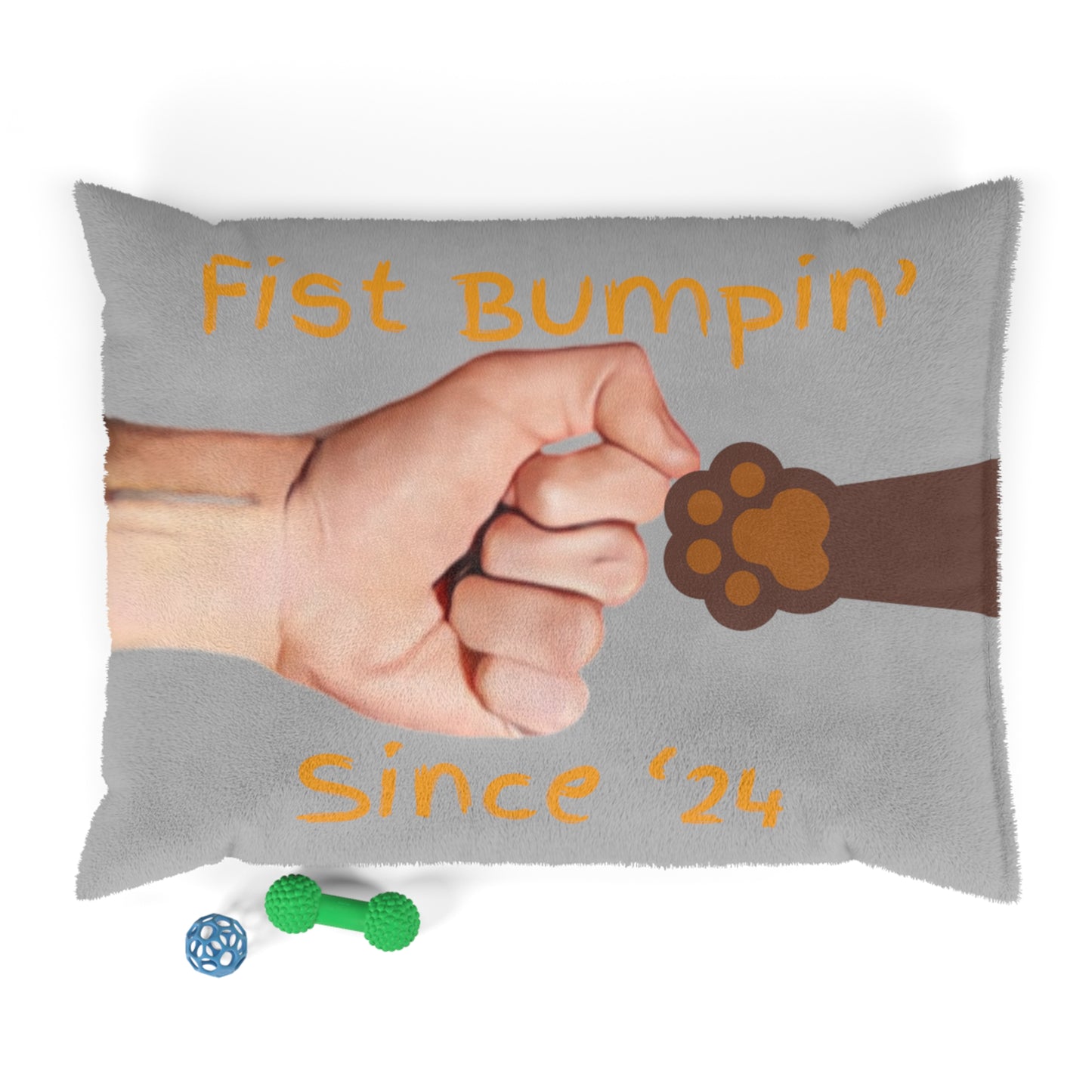 Chocolate Brown Paw Fist Bumpin’ Since ‘24 Light Grey Pet Bed
