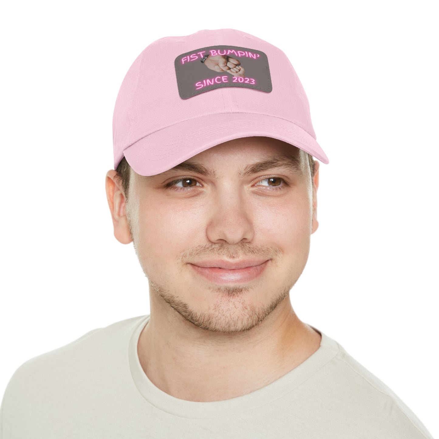 Baby Girl Fist Bumpin’ Since 2023 Hat with Leather Patch (Rectangle)