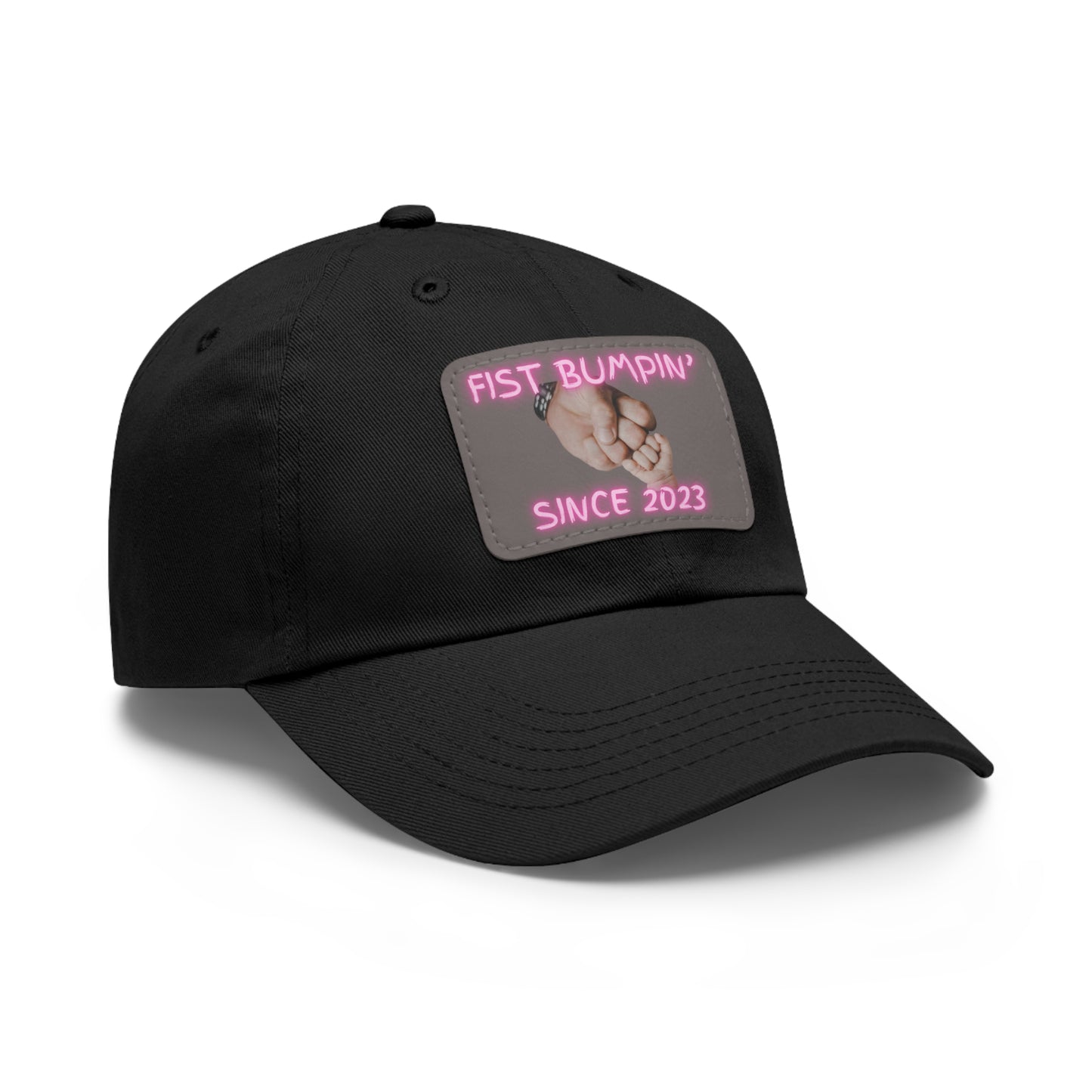 Baby Girl Fist Bumpin’ Since 2023 Hat with Leather Patch (Rectangle)