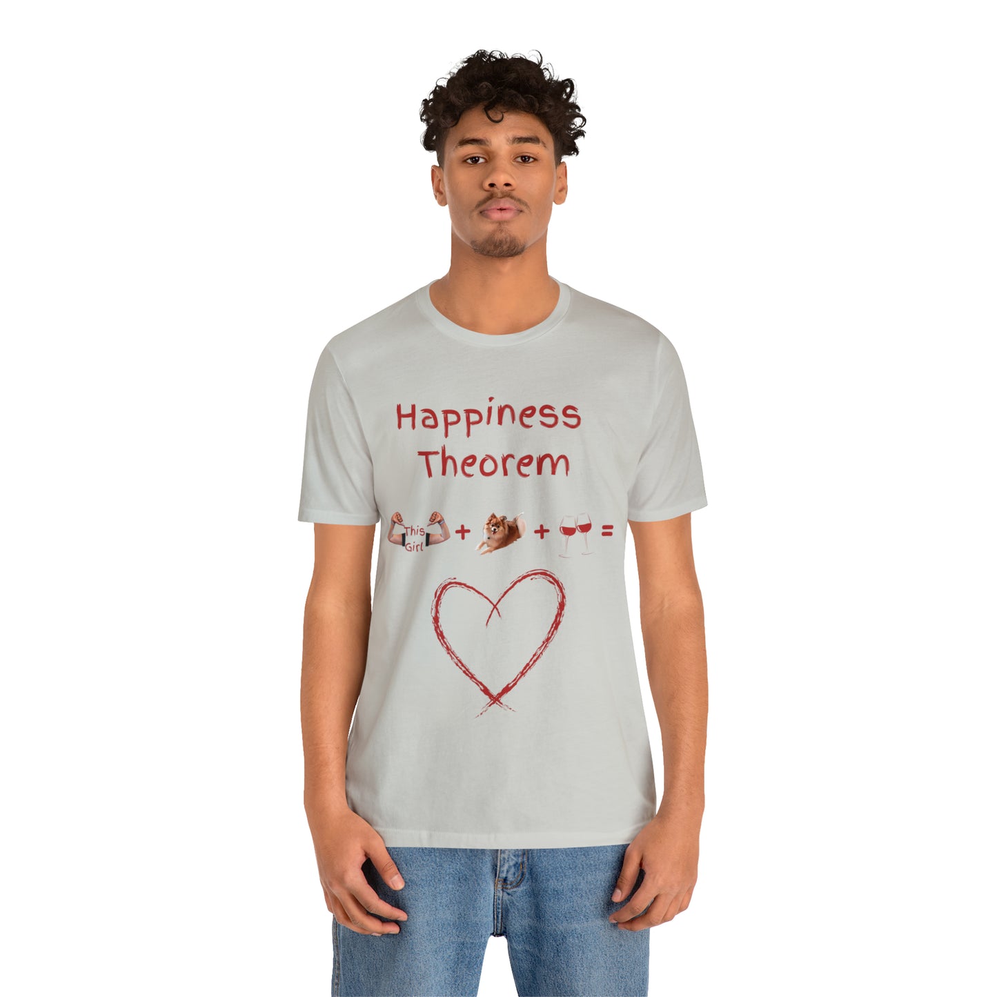 This Girl + Pomeranian + Wine = Happiness Unisex Jersey Short Sleeve Tee