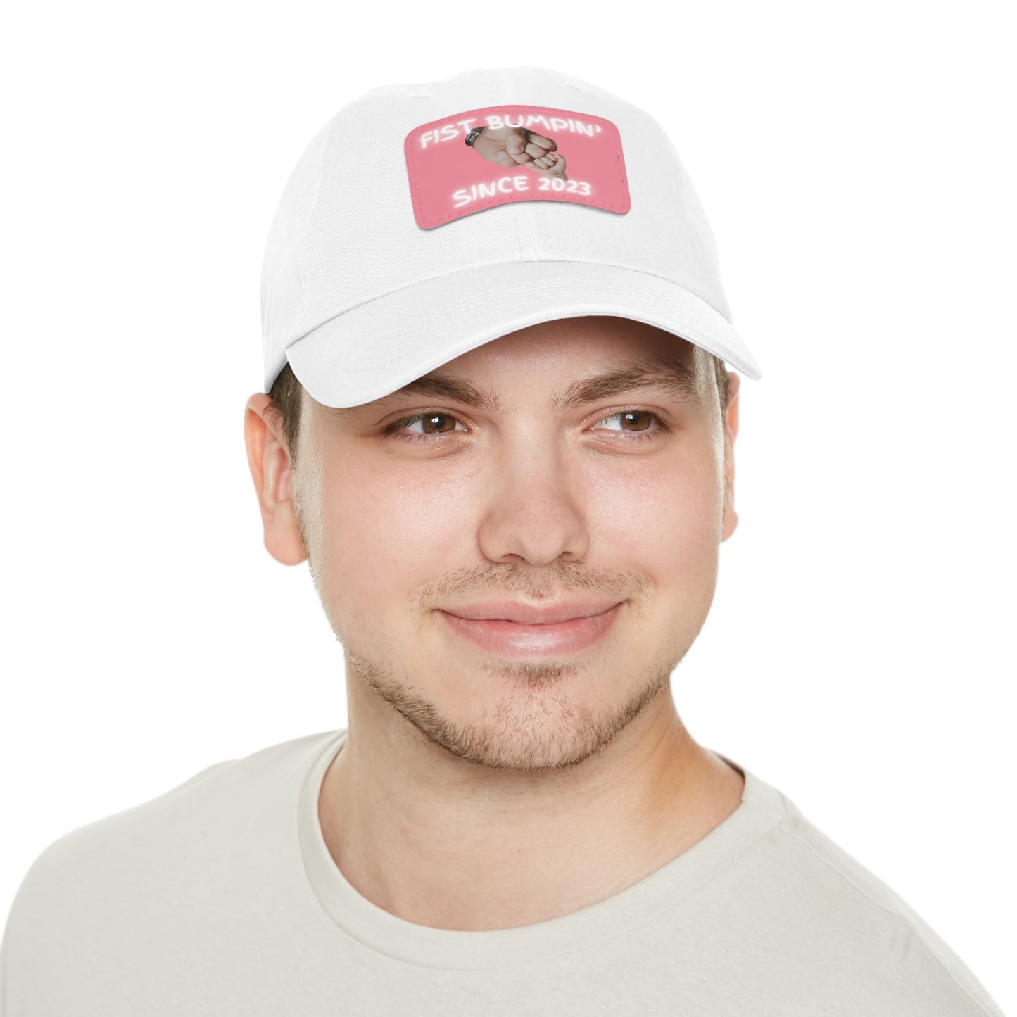 Baby Girl Fist Bumpin’ Since 2023 Hat with Leather Patch (Rectangle)