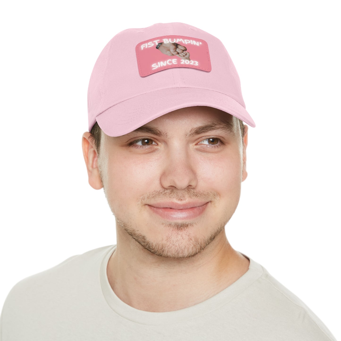 Baby Girl Fist Bumpin’ Since 2023 Hat with Leather Patch (Rectangle)