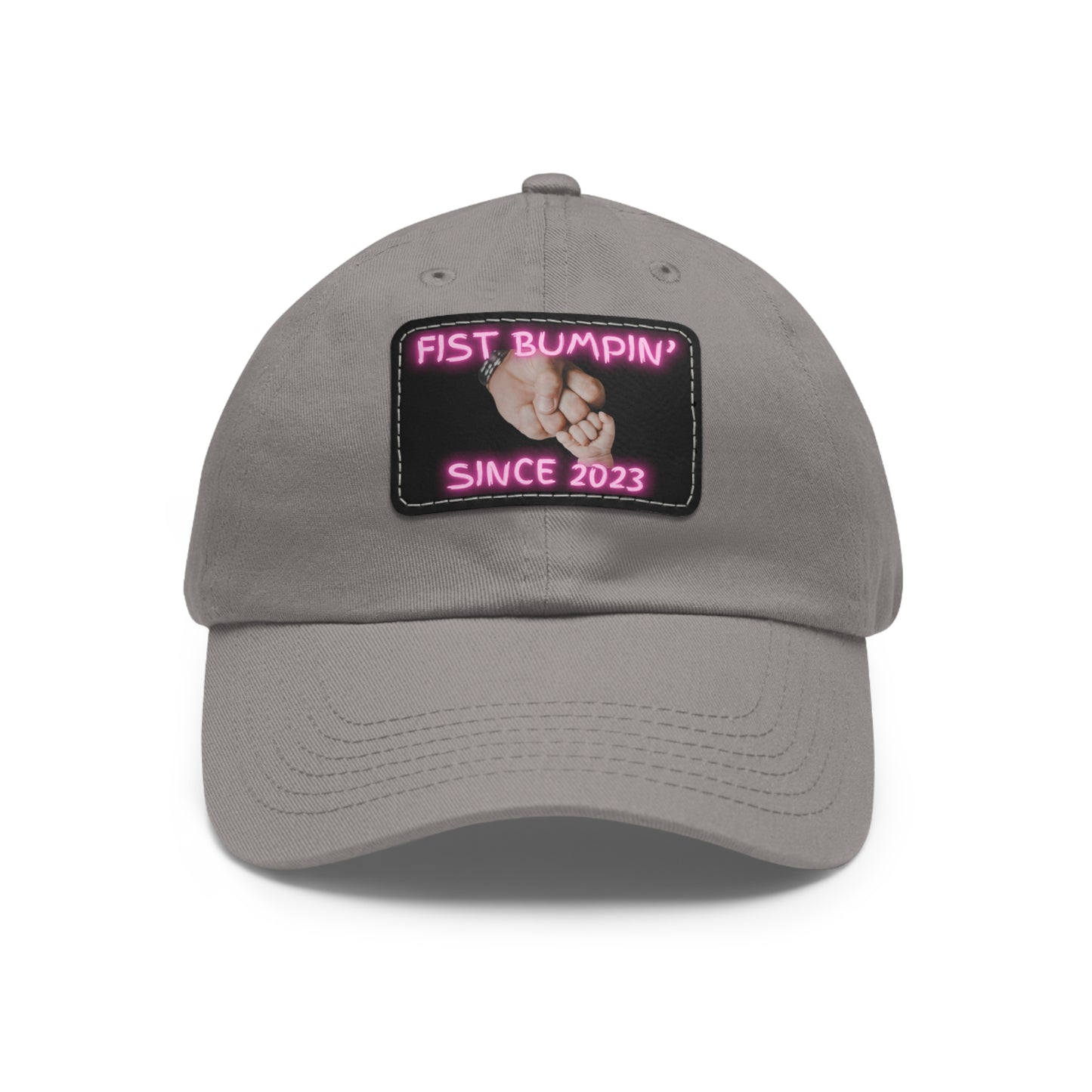 Baby Girl Fist Bumpin’ Since 2023 Hat with Leather Patch (Rectangle)