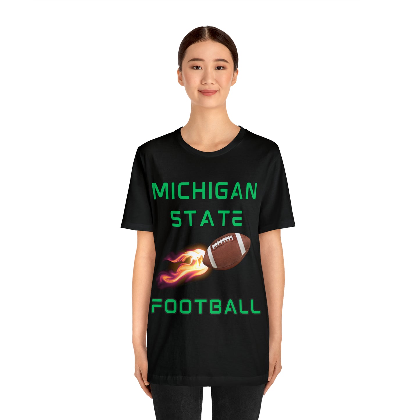 Michigan State Flame Football Customizable Unisex Jersey Short Sleeve Tee
