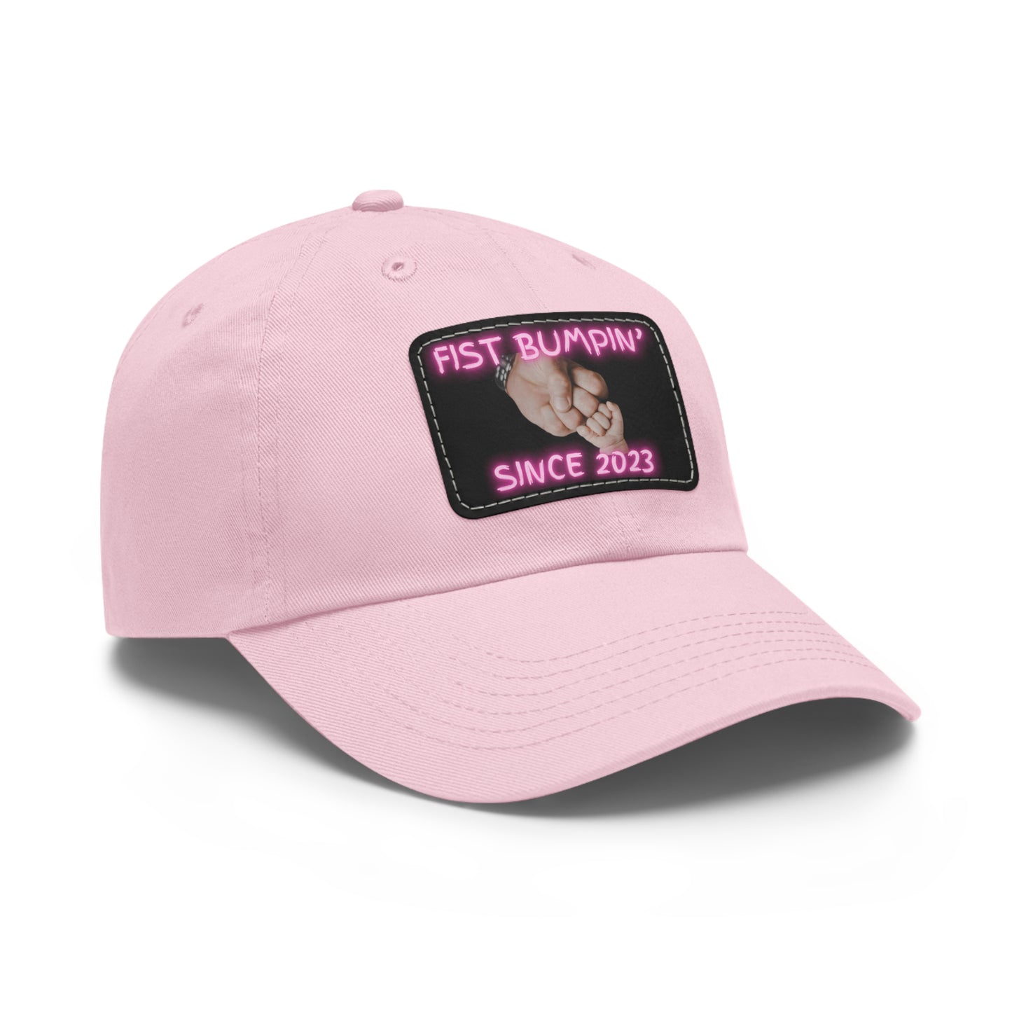 Baby Girl Fist Bumpin’ Since 2023 Hat with Leather Patch (Rectangle)