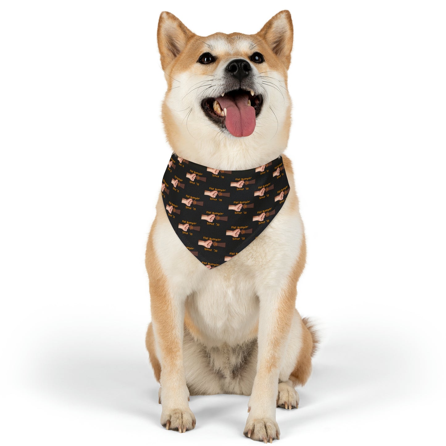 Chocolate Brown Paw Fist Bumpin’ Since ‘23 Black Pet Bandana Collar