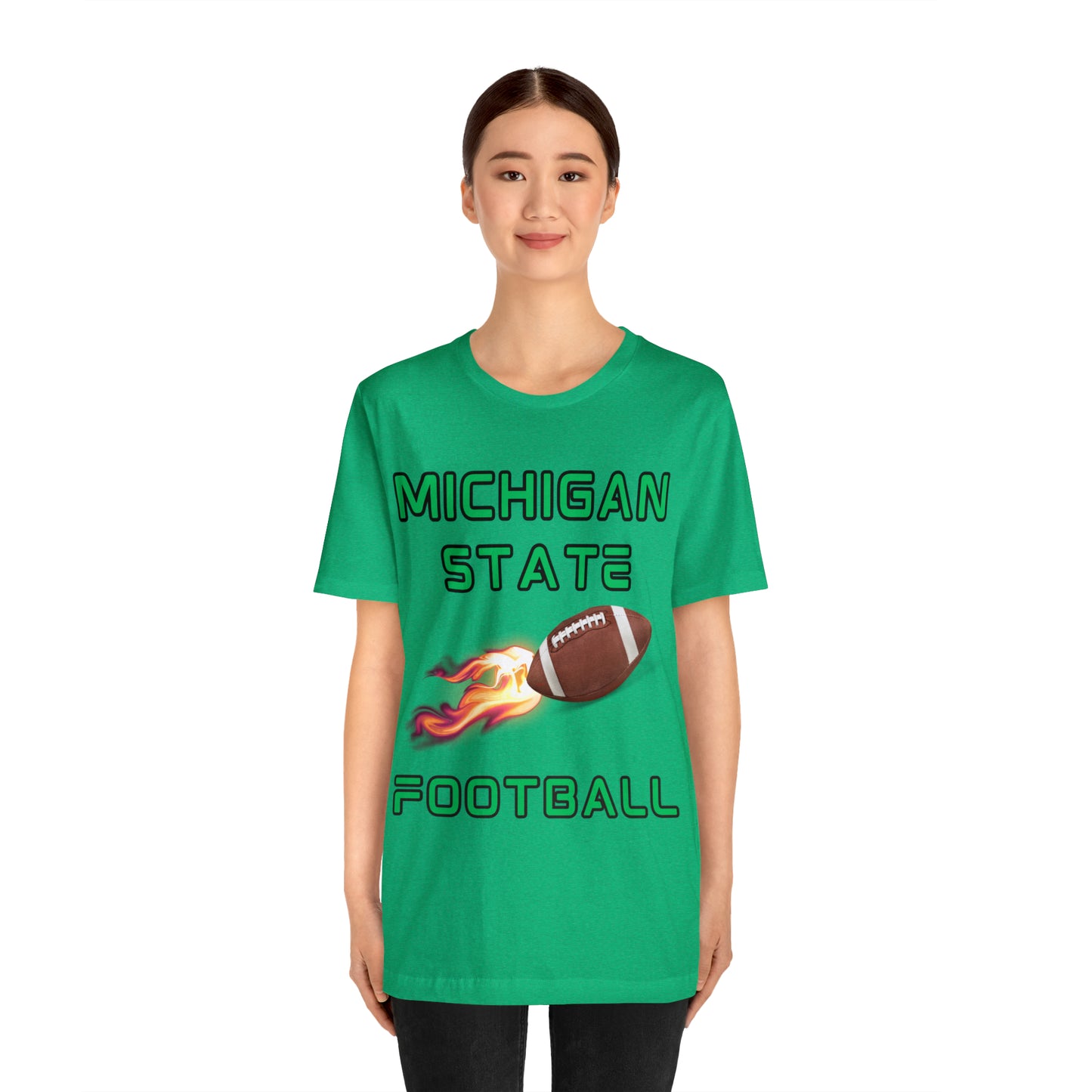 Michigan State Flame Football Customizable Unisex Jersey Short Sleeve Tee