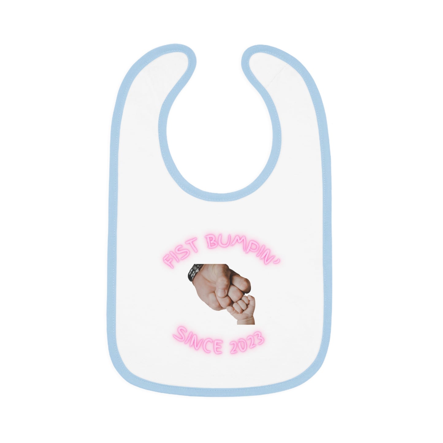 Baby Girl Pink Fist Bumpin’ Since 2023 Baby Contrast Trim Jersey Bib