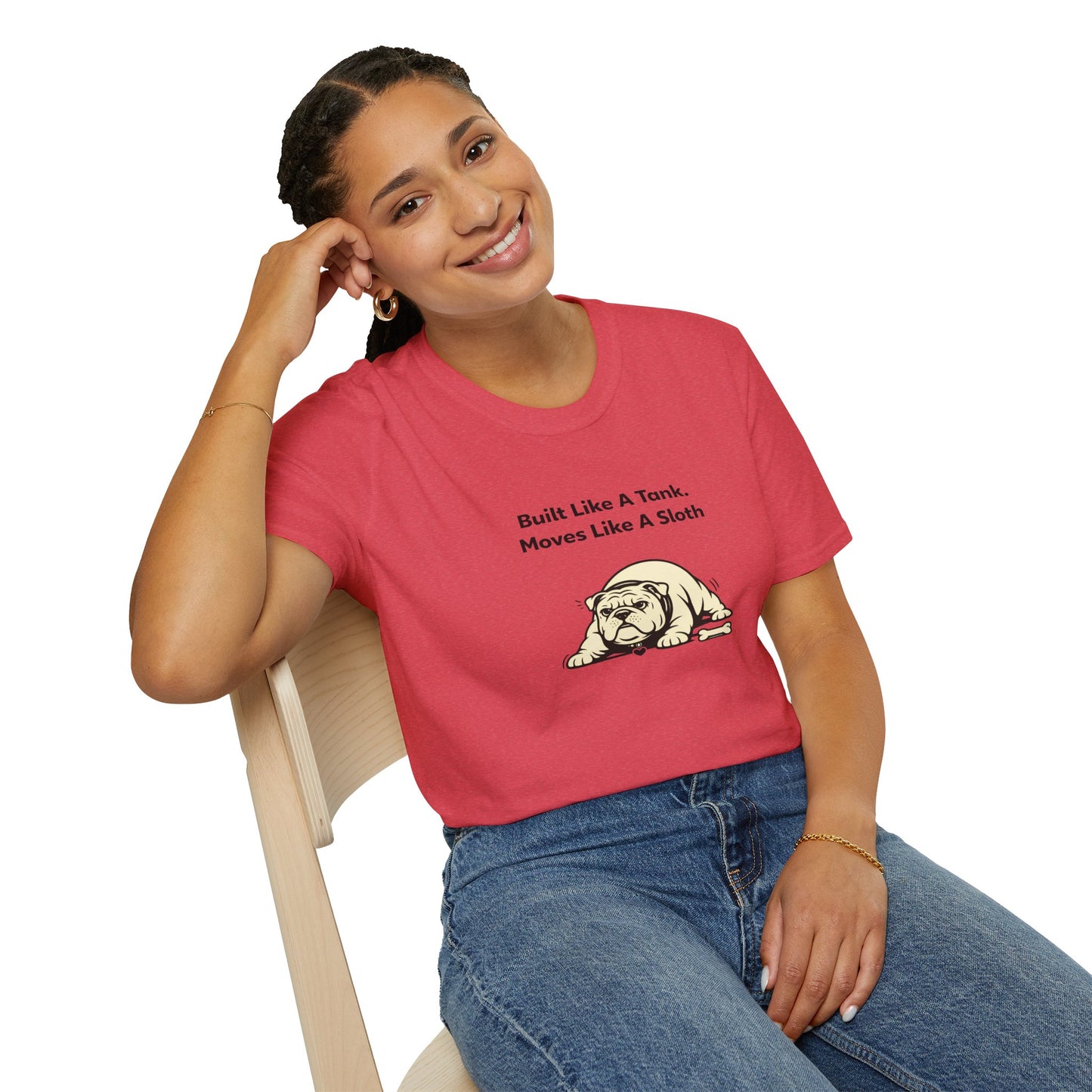 Built Like A Tank. Moves Like A Sloth. — Soft-Color Minimalist Family Collection For Adult Dog Lovers