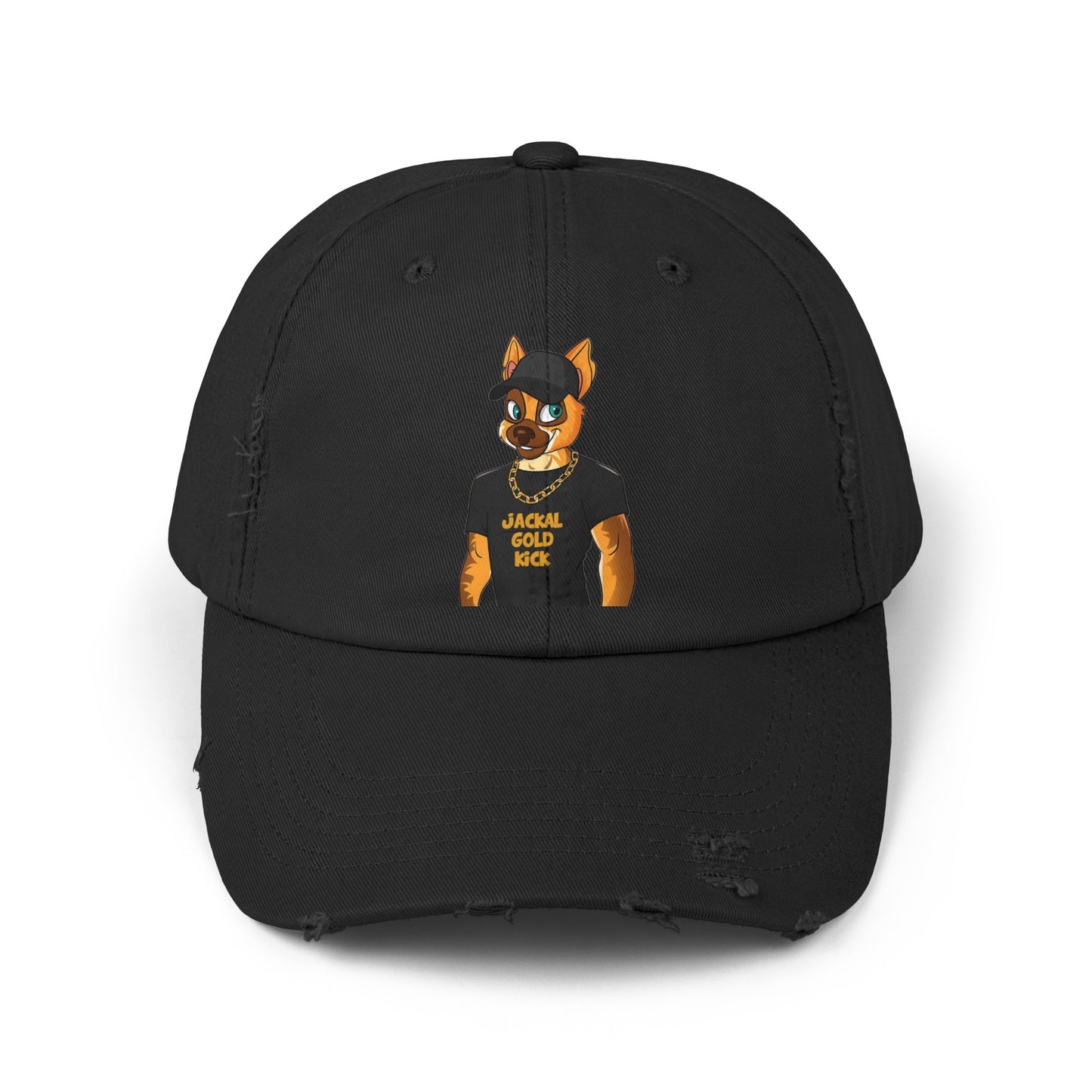 "Jackal Gold Kick" Unisex Distressed Cap