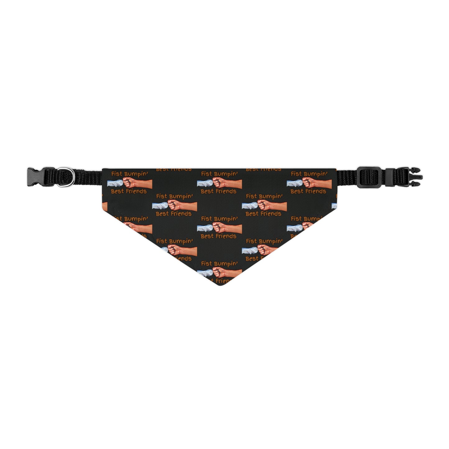 Fist Bumpin’ Best Friends Opie’s Cavalier King Charles Spaniel Pet Bandana Collar Black with Cavalier Brown lettering.